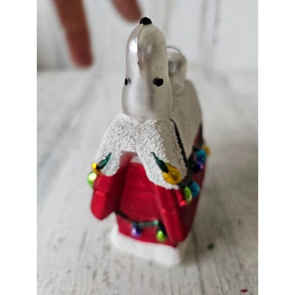Glass Snoopy dog house ornament Xmas tree light up - Picture 7 of 16